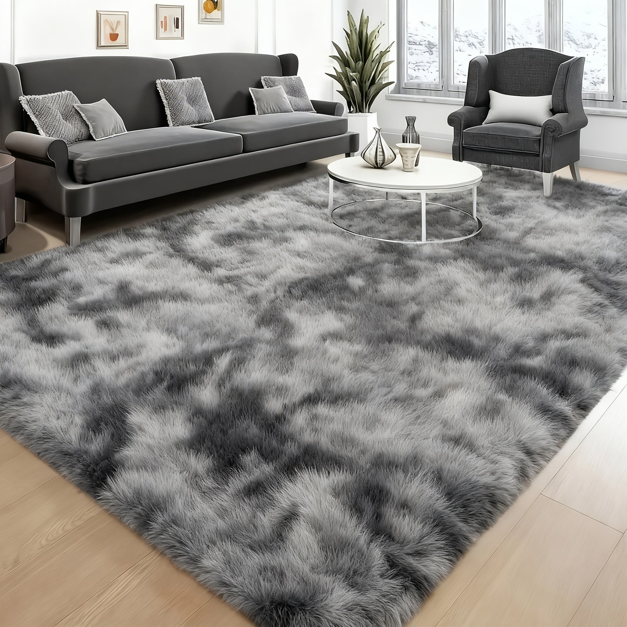 1pc Soft Fluffy Shaggy Area Rug, Non-Slip Plush Furry Bedside Carpet, Tie-Dye Living Room Rug, Pet-Friendly Floor Mat For Bedroom, Dorm & Home Decor Non-slip Living Room Rug Thick Plush Pile Bedside Fluffy Rug Ultra-soft Underfoot Cozy Bedroom
