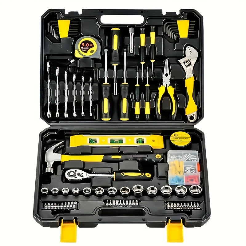 108pcs Home Tool Kit: Durable Carbon Steel, Includes Hex Keys, Screwdriver Bits, Wrenches & Measuring Tape - Perfect for DIY, Household & Auto Maintenance