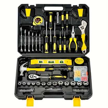 108pcs Home Tool Kit: Durable Carbon Steel, Includes Hex Keys, Screwdriver Bits, Wrenches & Measuring Tape - Perfect for DIY, Household & Auto Maintenance