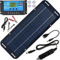 Solar Panel Kit, 12V Solar Trickle Charger, Portable Solar Powered Charger Kit with 4 Suction Cups, Alligator Clips & Cigarette Lighter Plug - High-Efficiency Battery Charging for Car, RV, Boat, Motorcycle, Patio, Backyard & Camping Equipment