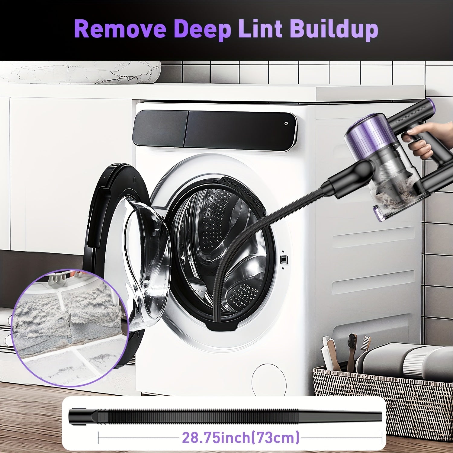 Powerful Household Vacuum Cleaner, 10in 1 Powerful Suction Lightweight Vacuum Cleaner for Home, LED Display, 3 Suction Modes, Light And Quiet 45 Mins Detachable Battery Vacuum for Hard Floor Carpet Pet Hair,, Violet
