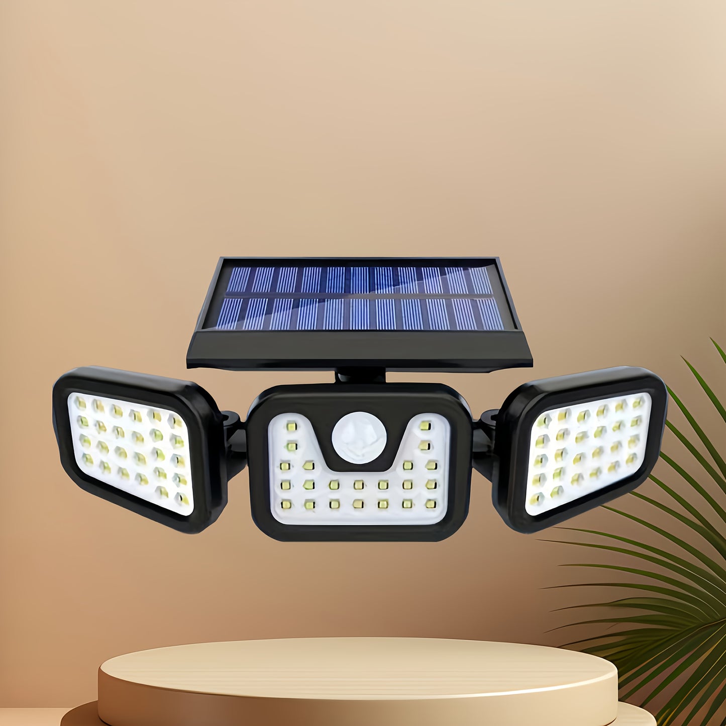2/1pc 74LED Solar Outdoor Three-Head Sensor Wall Lamp, IP55 with 74 LED Light Beads, Wide-Angle Lighting, 3 Modes, Suitable for Garden, Courtyard, Street, Garage, Terrace And Porch Lighting