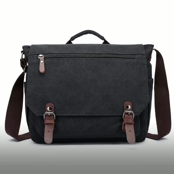 Spacious Retro Canvas Messenger Bag Designed for Travel, Suitable for a 15-Inch Laptop, Ideal for Both School And Work, Available in Black, Gray, Khaki, Brown, Army Green, And Sapphire, Made from Sturdy And Long-Lasting Canvas