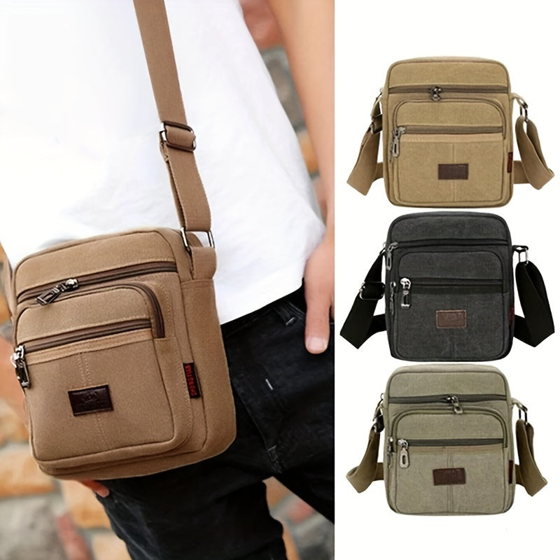 1PC Retro Men's Canvas Shoulder Messenger Bag Crossbody Satchel Travel Man's Bags Black, Army green, Khaki