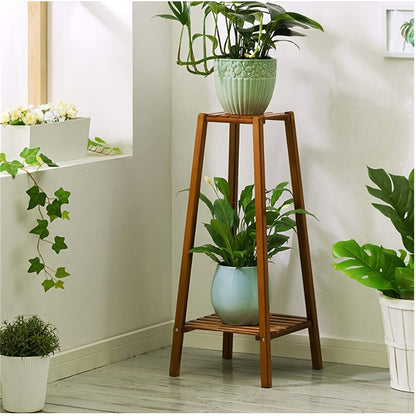 Classic Bamboo Tall Plant Display Stand for Garden And Patio, Perfect for Holding Flower Pots And Providing Storage Space Indoors Or on The Balcony