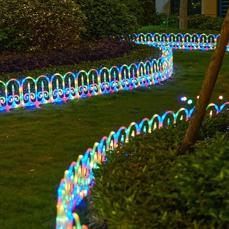 8pack Solar LED Fence Lights - European Style, Valentine'S Day Decoration, Spring Yard Arrangement, 299.72 cm Long, 35.41 cm High - For Yard, Poolside And Lawn Decoration | Ideal For New Year And Christmas Celebrations IP65 Waterproof