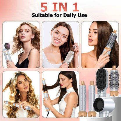 UKLISS 5 in 1 Hair Styler Hot Air Brush Detachable Hair Hot Brush Air Curler Air Curling Wrap Styler Upgrade Hot Air Brush Curling Iron Brush Hair Styling Tools for Curling Straightening, Hair Straightening Tool, Valentine'S Day Gift, New Year Gifts