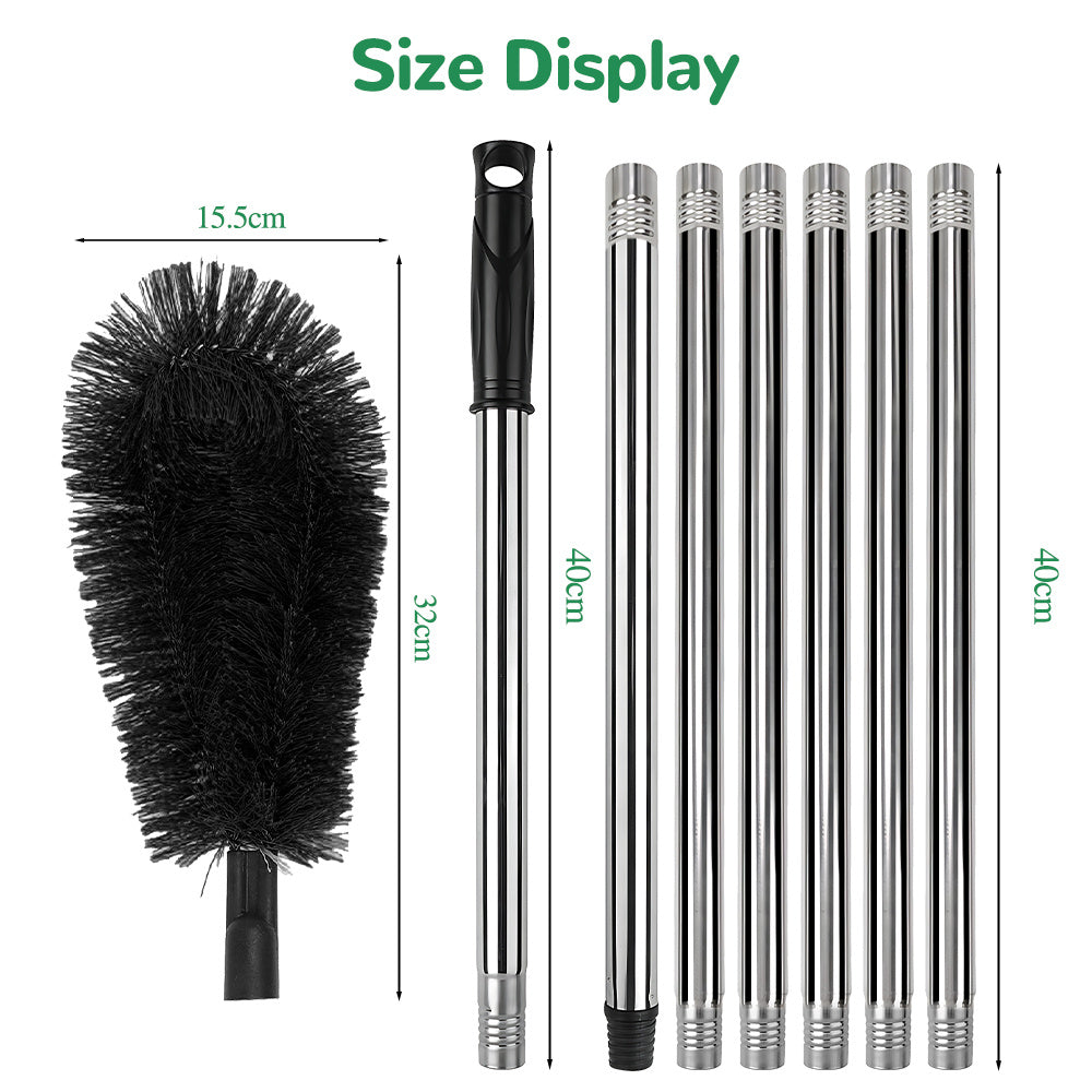 [No-Ladder Needed] Gutter Cleaning Tool Set - 2.8M, 7-Section, Durable Aluminum Alloy Tubes with Brush Head - No-Ladder Needed for Easy Leaf & Debris Removal