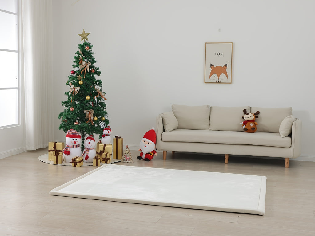 [Japanese crawling mat] 1pc Coral Velvet Memory Foam Tatami Mat - 3cm Thick Non-Slip, Soft Gray Area Mat for Kids Playroom, Nursery, Yoga & Living Room, Large Sizes Available for Christmas and Halloween