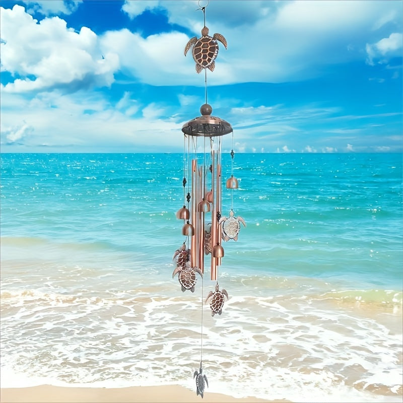 1pc Outdoor Bronze Sea Turtle Wind Chimes Suspension Mobile Tortoise Wind Chime Garden Decoration Gifts for Mom Friend, Thanksgiving Gifts, Aluminum Chime, Hanging Outdoor Decor
