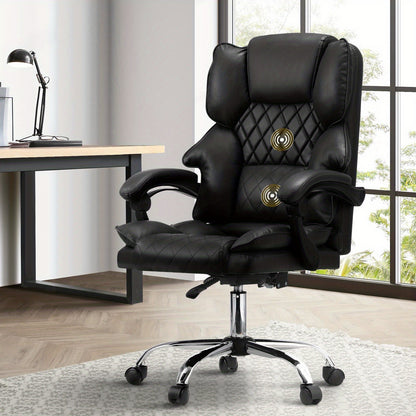 Massage Office Chair Computer Racer Faux Leather Seat Recliner | Adjustable Height, Powered, Synthetic Faux Leather, Foam Filling, Wipe Clean