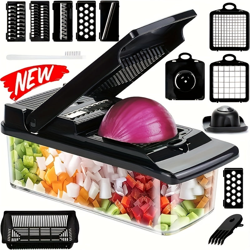 Manual Slicer with 8 Stainless Steel Blade Heads Egg Separator for Fruit Vegetables Carrot Potato Onion