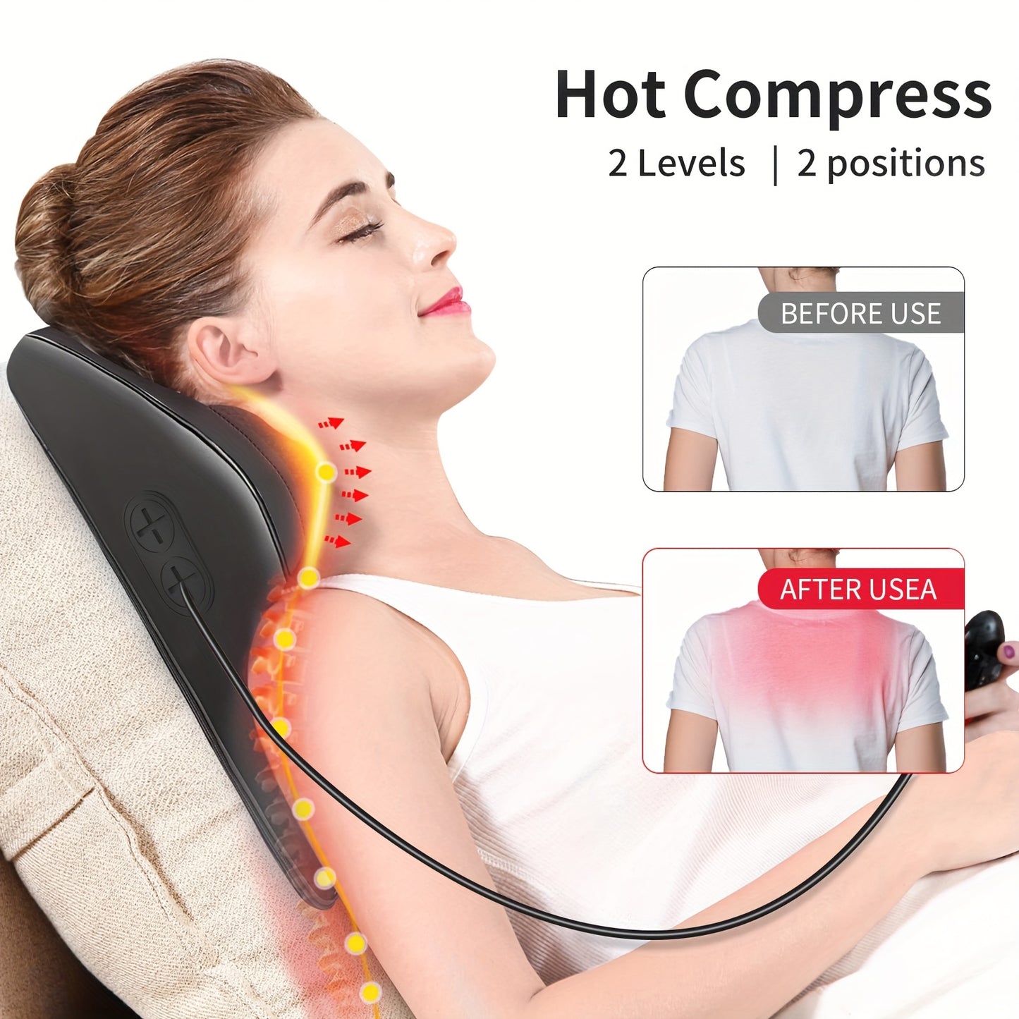 MASSTECK Shiatsu Back Massager with Heat, Deep Tissue for Neck, Shoulders & Back, 3 Massager Modes & 2 Heating Levels, 3D Kneading Massage for Body Relax, Massager Gifts for Mom, Dad, Women