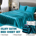 4pcs Satin Bed Sheets - Luxury Y Queen Size Bedding - Softer Than, Wrinkle-Free with 40.64cm Deep Pocket Fitted Sheet, Perfect for Hair & Skin, Gifts for Women