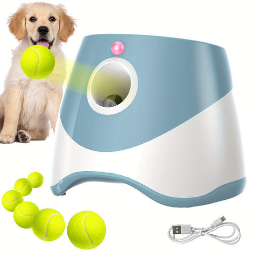 Advwin Automatic Dog Ball Launcher, Dog Ball Thrower With Tennis Balls, 3 Adjustable Distance Settings Interactive Dog Toys Pet Ball Dog Tennis Rechargeable Ball Throwing Machine Indoor Outdoor Blue