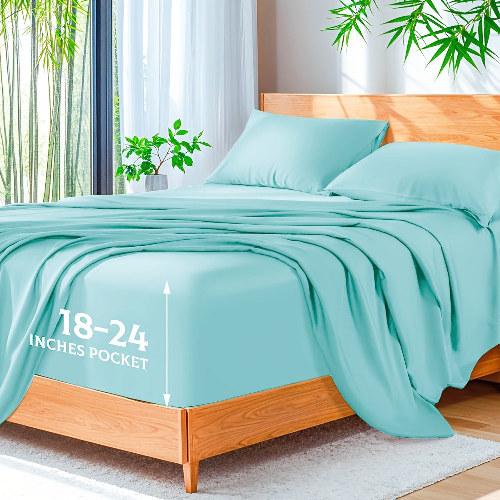 Ultra Soft Bed Sheets Set, Breathable for Spring & Summer, Deep Pocket 18-24in, Shrink-Resistant Cooling Bedding for Hot Sleepers, Queen/King/Double/Single/King Single Sizes, Ideal Gift for Halloween, Christmas, New Year & Holiday Season