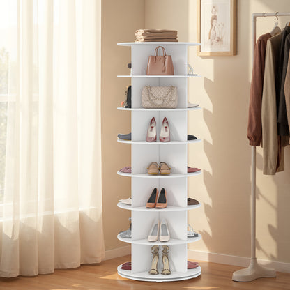 360-Degree Rotating Shoe Storage Tower, Spinning Shoe Organizer, Vertical Handbag And Shoe Display for Closet Organization
