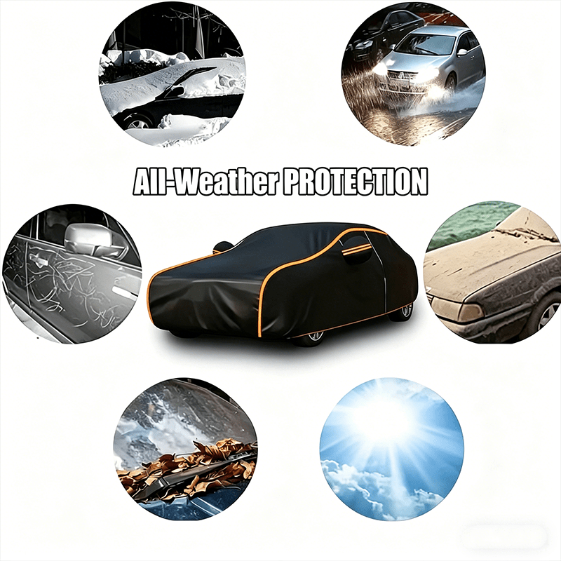 Professional car cover set available in four precise sizes SUV-YL SUV-YXL Sedan-L Sedan-XL, crafted from high-strength 100% polyethylene tarpaulin material offering exceptional sturdiness and durability, complete waterproof protection layer effectively pr