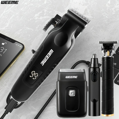 WEEME 4pcs/1pc Hair Clippers And Trimmer Set For Men, Cordless Beard Trimmer, Nose Hair Trimmer & Shaver Kit, Multi-Functional Grooming Tools For Haircut, Beard Shaping, Ideal For Home Use, Travel, Perfect Holiday'S Gift For Boyfriend Or Dad.
