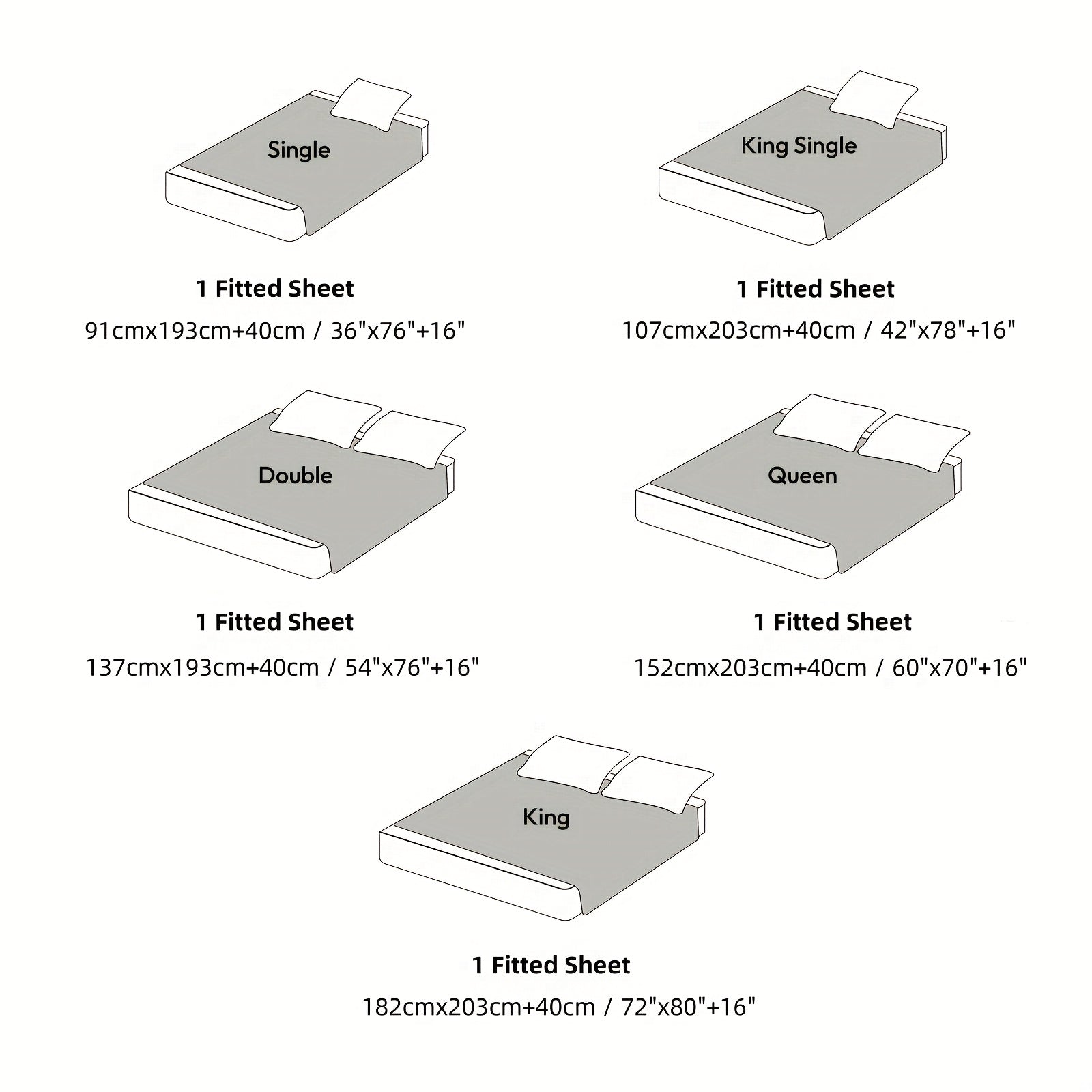 2200TC Hotel Quality Fitted Sheet Pillowcases Set Extra Deep 40cm Cover - Breathable Soft, Durable, Elastic Easy Fit, Best for - Hotel, Inn, Bedroom, Guest, Vacation Home