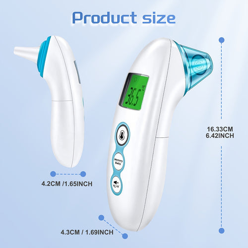 Puzxo 3-in-1 Thermometer: Non-contact Forehead/ear/surface Temperature Measurement, 1-second Precise Readings, LCD Display with Memory Storage, Four-colour Alert System, Dual-purpose for Home And Clinical Use, Batteries Included.