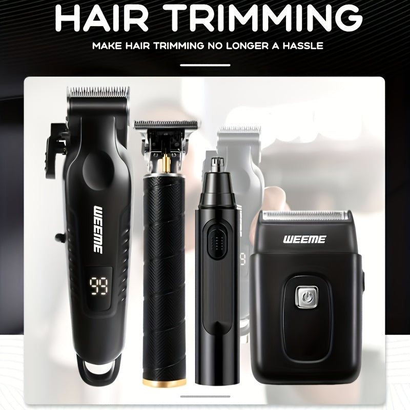 WEEME 4pcs/3pcs/1pc Beard Trimmer, Hair Clippers Men'S Shaver Electric Razor, Cordless Barber Clippers And Trimmers Set, Hair Cutting Kit for Men Grooming, Home And Barber Use, Precision Styling Tools, Ideal Father'S Day Gift