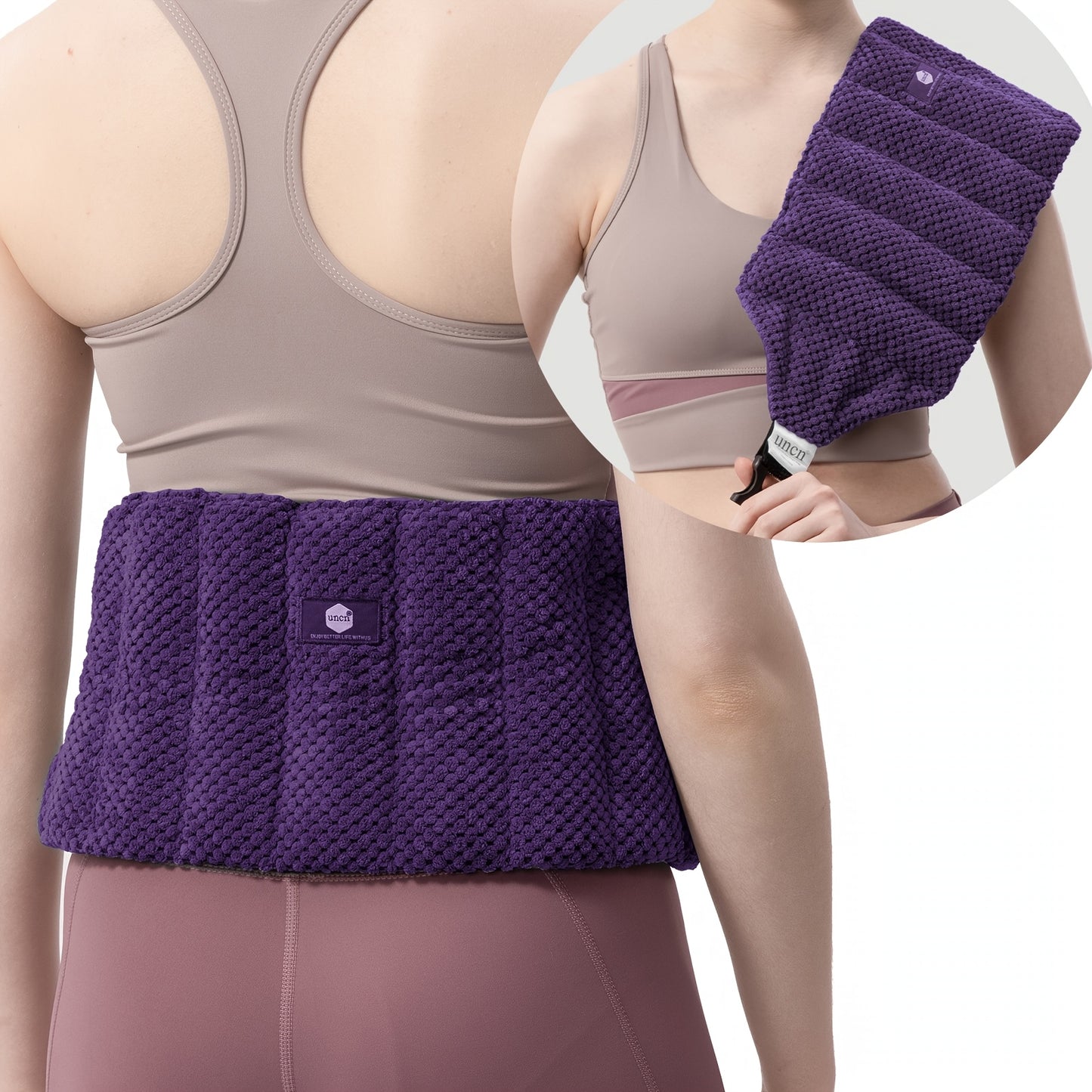 UNCN Large Microwave Heat Pack for Lower Back with Adjustable Strap| Wheat Bags Microwavable for Belly, Lumbar, Neck & Shoulder, Menstrual, Muscle | Back Heat Pack