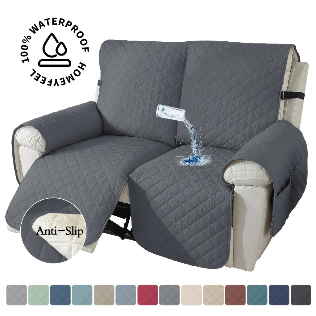 1pc 100% High Quality Recliner Covers, Loveseat Cover, Recliner Sofa Cover, Non-Slip Chair Cover, Furniture Protector, Washable Slipcover with Pockets, Elastic Straps, Easy-Clean Sofa Slipcover for Bedroom, Office, Living Room, Pet-Friendly, Home Decor