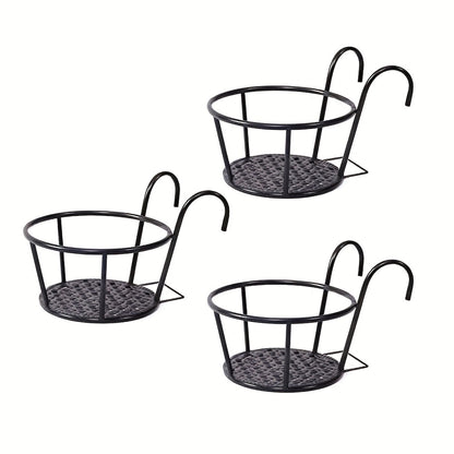 1/3/6pcs Hanging Metal Flower Holder Shelf Stand Pots Basket Plant Garden Storage Elegant Metal Flower Pot Holders for Railings Fence Planters Round Hanging Plant Stands for Balcony And Garden Decor