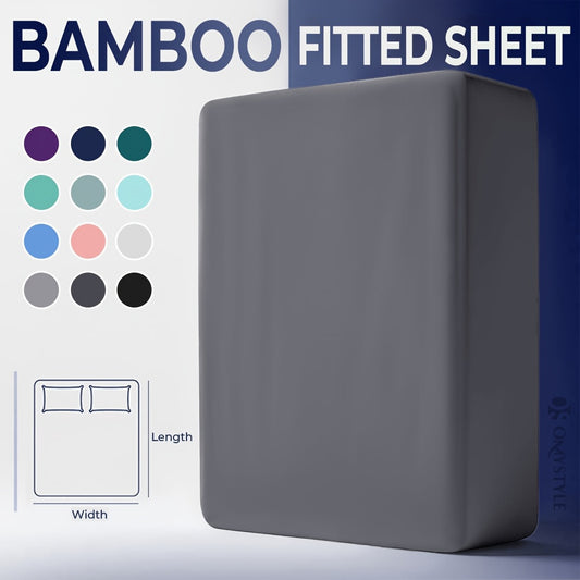 1pc Cooling Bamboo Bed Sheet - Ultra-Soft Fitted Cover with Deep Pocket, Breathable for Night Sweats, All-Season Bedding Suitable for Hot Sleepers