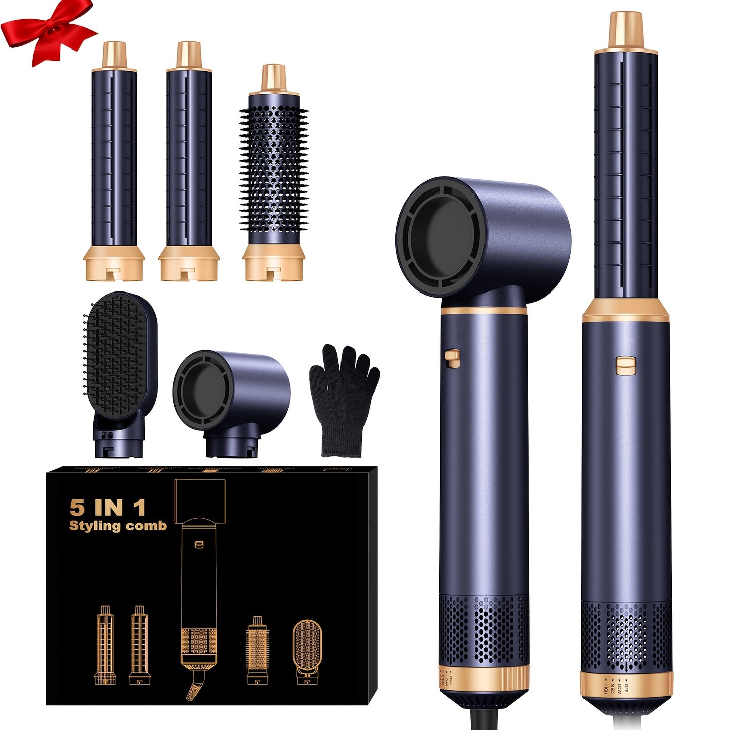 UKLISS 5 in 1 Hair Styler Hot Air Brush Detachable Hair Hot Brush Air Curler Air Curling Wrap Styler Upgrade Hot Air Brush Curling Iron Brush Hair Styling Tools for Curling Straightening, Hair Straightening Tool, Valentine'S Day Gift, New Year Gifts