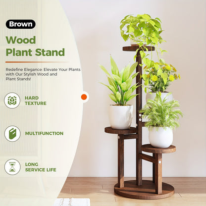 Indoor Plant Display Stand with 5 Tiers | Suitable for Various Plants · Wooden Shelf Designed for Corners | Ideal for Holding Flowers in Balconies, Offices, Living Rooms, Gardens, And Patios