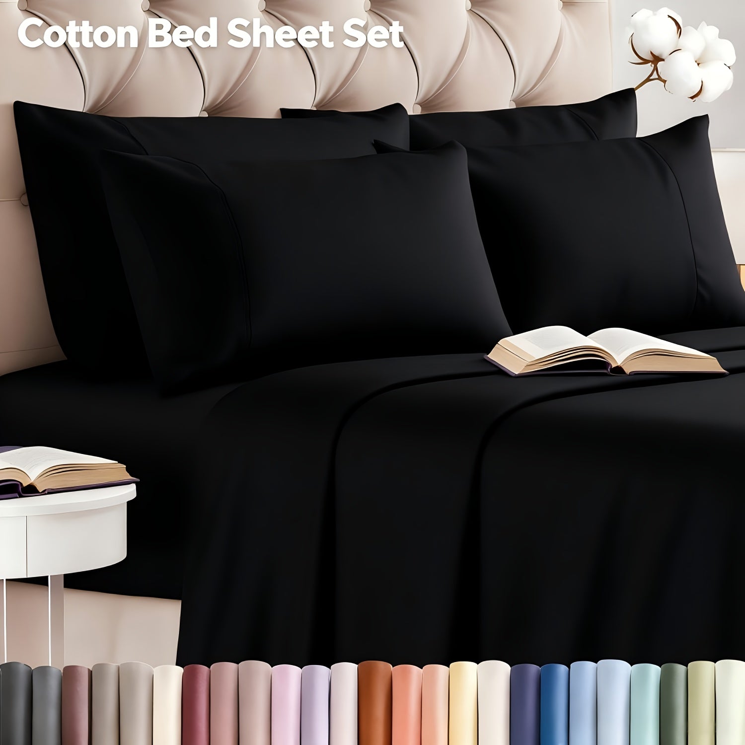 12-Colour 2200Tc Bed Sheet Set – 4pcs, Deep Pocket – additional product view 47