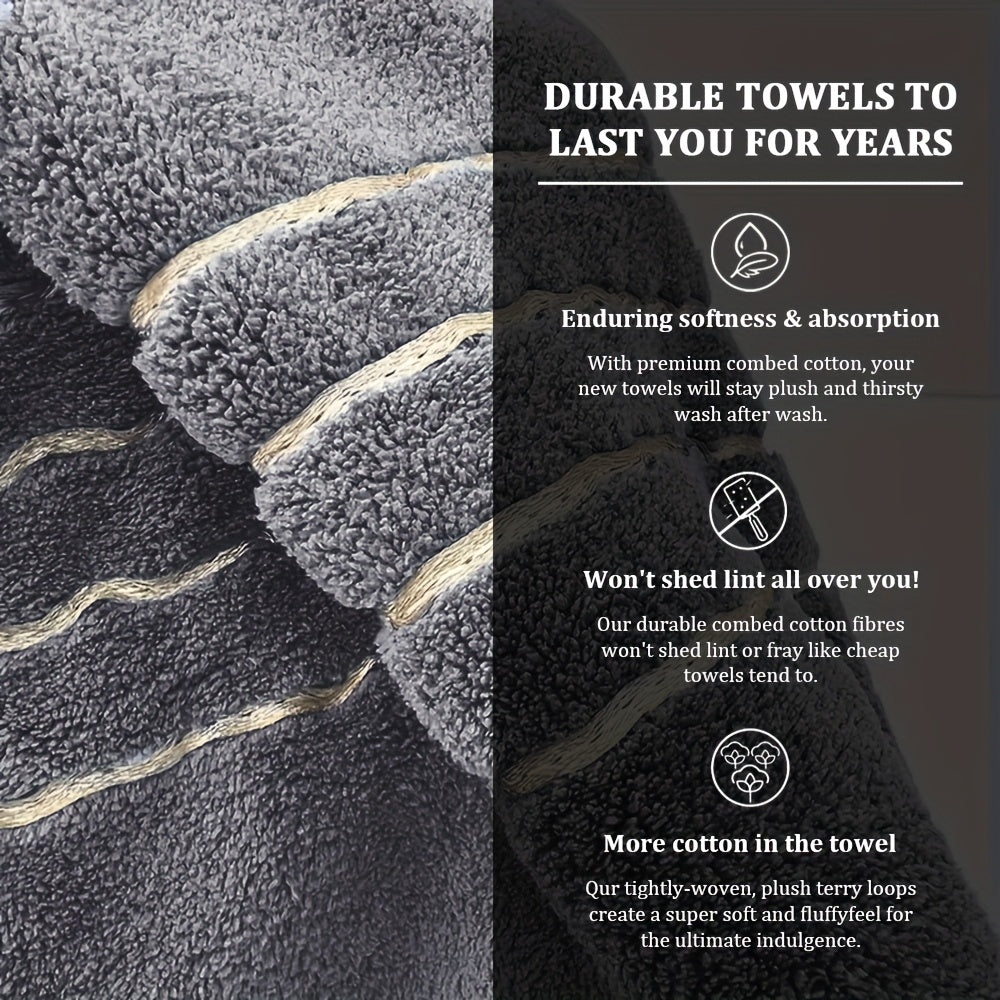 Premium Bamboo Cotton Bath Towels - Natural, Ultra Absorbent And 80cm X 130cm (Grey) (4pcs Set)