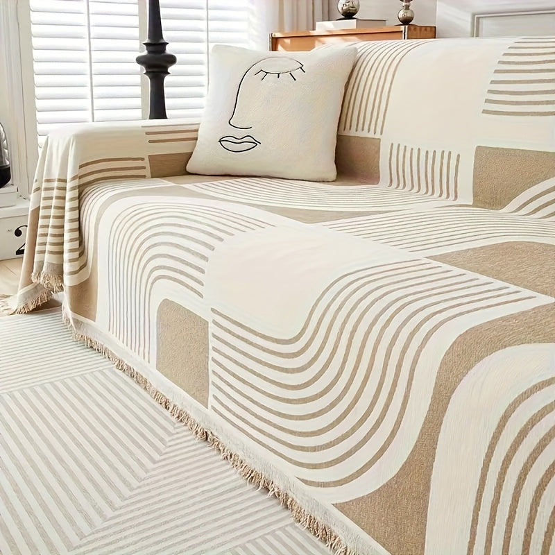 1pc Reversible Sofa Cover Blanket, Soft & Cozy Sofa Cover Towel, Scratch-Proof & Washable Couch Covers, Pet-Friendly Protective Cover, All-Season Non-Slip Furniture Protection Cover - for Bedroom, Living Room, Offices And Homestays - Home Decor