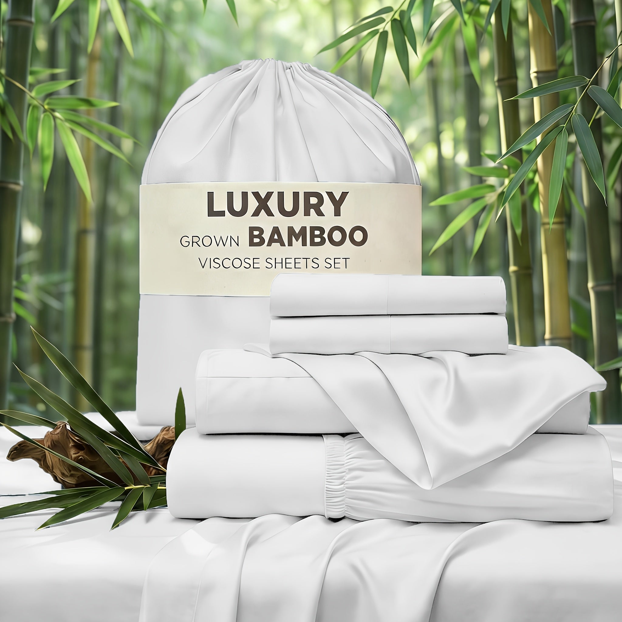 Bamboo Cooling Sheet & Pillowcase Sets - 3/4pcs Iconic Collection Bedding -Rayon Derived From Bamboo, Deep Pocket Up To 40.64cm Hotel Luxury, Extra Soft, Cooling Bed Sheets - Wrinkle, Fade, Stain Resistant Suitable For Room Decor Rooms