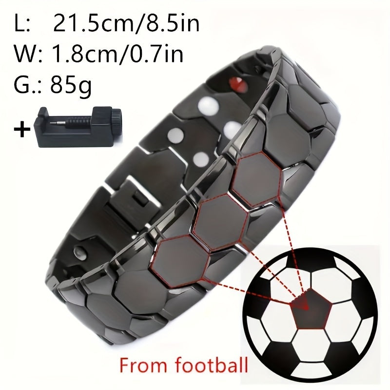 1 Men's Titanium Steel Magnetic Bracelet, 4-element Double-row 3500 Gaussian Strength Magnet Wristband Magnetic Bracelet, Valentine's Day Gift for Him, Free Link Removal Tool