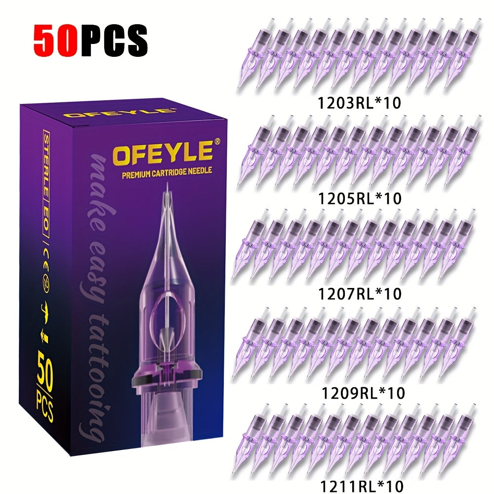 20pcs/50pcs Mix Disposable Purple Tattoo Cartridges Needle Rm/ Rl/ M1/ Rs Needle Diameter 0.35Mm Tattoo Needle For Tattoo Machine