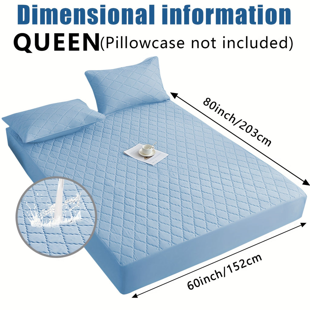 1pc Layered Waterproof Mattress Protector (Without Pillowcase And Pillow Insert) Soft And Comfortable Solid Color Bedding Mattress Cover Bedroom Guest Room Waterproof Fitted Sheet Only