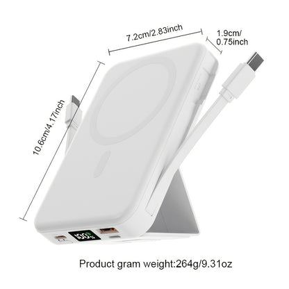 10000mAh Magnetic Power Bank - Fast Charging with Digital Screen - Built-in 2 Charging Cables - USB Portable Mobile Phone Power Bank - Can Charge 5 Devices At The Same Time - with Bracket - Compatible with iPhone 15/15 Plus/15 Pro/15 Pro Max/iPad