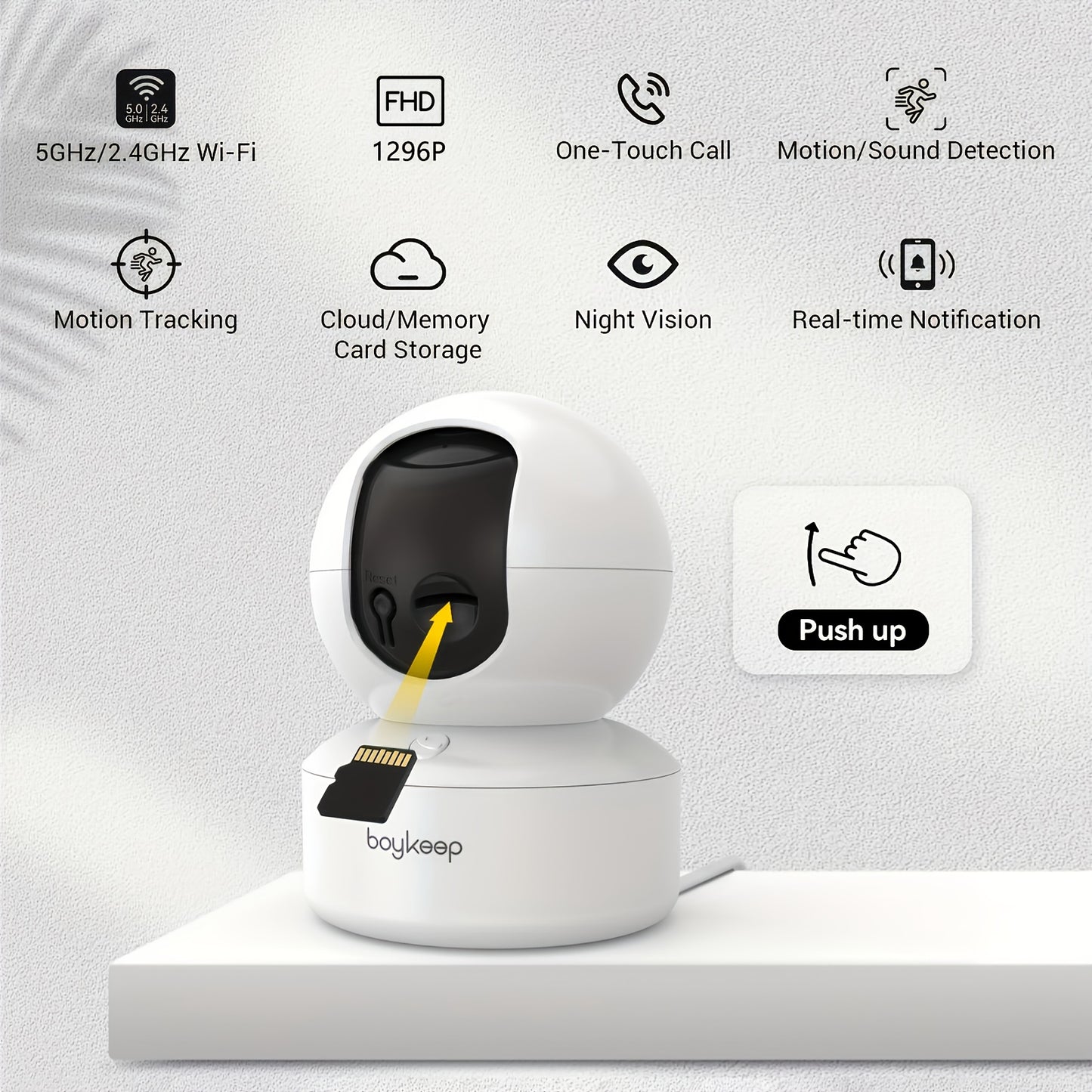 Black Friday 1pc BoyKeep 5g/2.4ghz WiFi Smart Camera, 2K High-definition Indoor Safety Monitor, Special Safety Camera for Babies And Pets, 360° Panoramic Surveillance Video, Night Vision, Two-way Calls, Memory Card And Cloud Storage, K30(Wired)