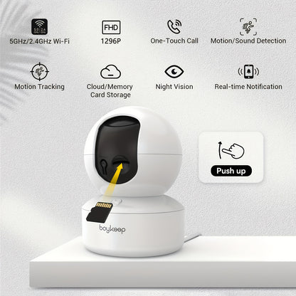Black Friday 1pc BoyKeep 5g/2.4ghz WiFi Smart Camera, 2K High-definition Indoor Safety Monitor, Special Safety Camera for Babies And Pets, 360° Panoramic Surveillance Video, Night Vision, Two-way Calls, Memory Card And Cloud Storage, K30(Wired)