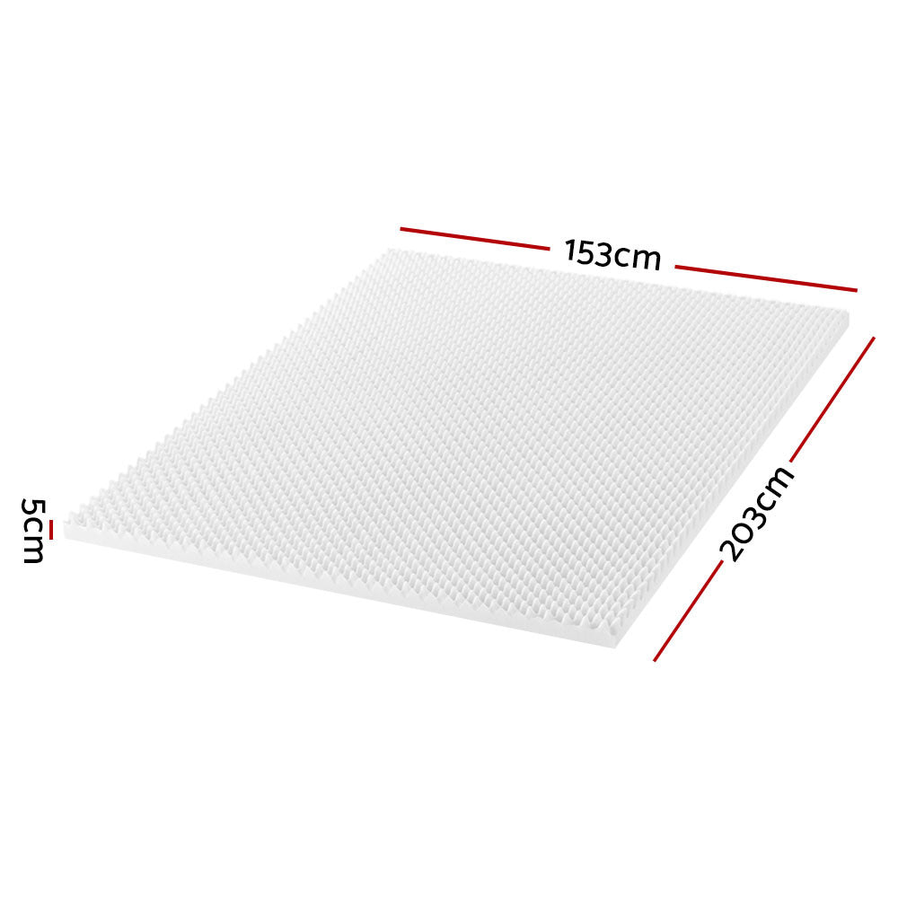 Giselle 5cm Mattress Topper, Bed Egg Crate Foam Mattresses Toppers Protector Cool Cover Sleeping Mat Home Bedroom, White All Size