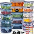 48pcs Airtight Food Storage Containers Set with Easy-Secure Locking Lids (24 Containers + 24 Lids) - Microwave-Safe, Leakproof & Stackable Plastic Food-Safe Round Containers with Labels & Marker for Pantry, Kitchen, Travel, Picnic Organization - Reusable,