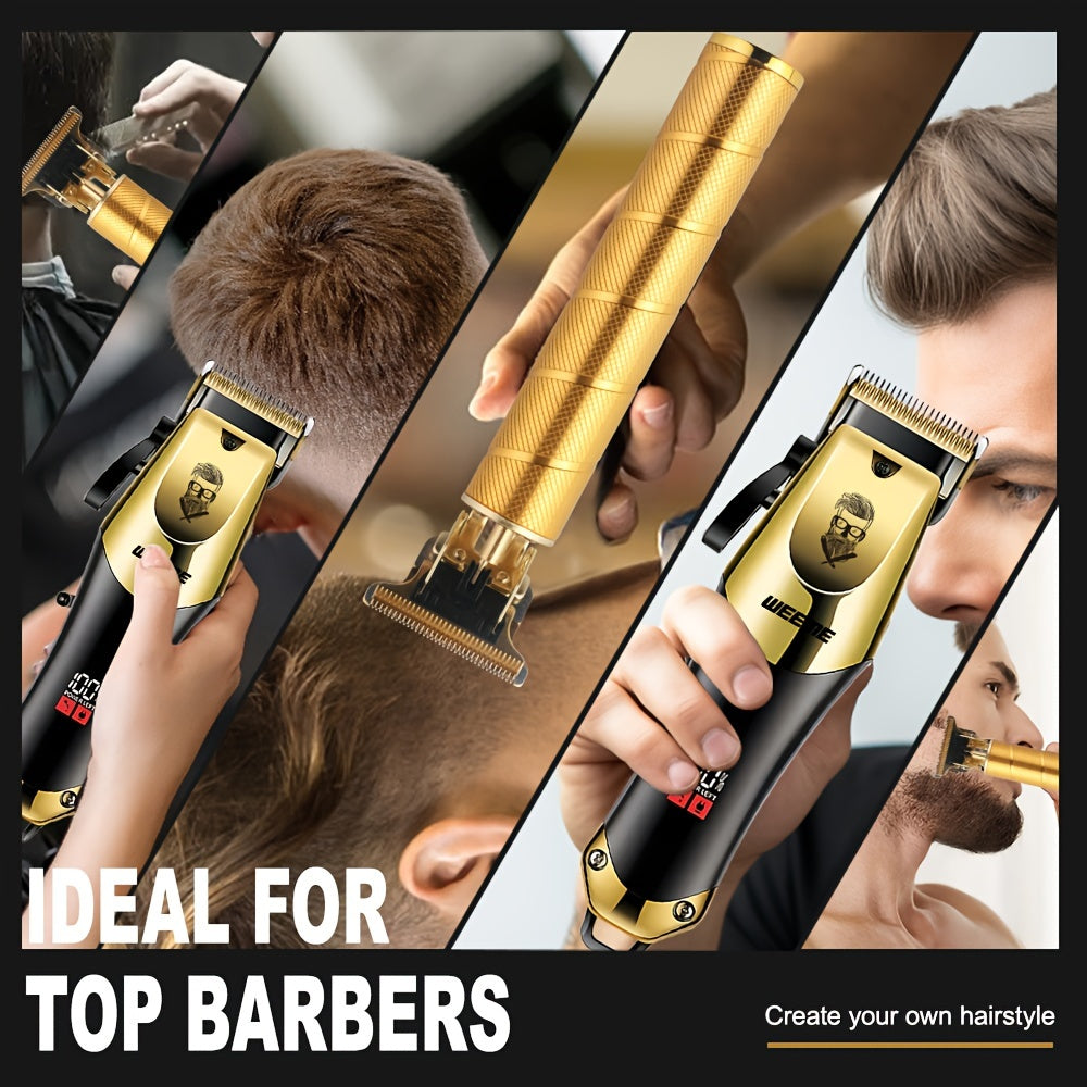 1pc/2pcs/3pcs/4pcs Professional Men'S Hair Clippers, Beard Trimmer Set - Featuring USB Rechargeable Operation, Precision Adjustable Blades, And Clear LCD Display in A Portable Compact Design for Home Grooming, Perfect Father'S Day Gift for Men