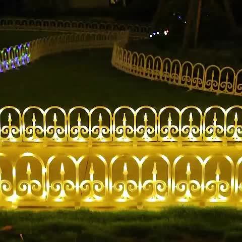 8pack Solar LED Fence Lights - European Style, Valentine'S Day Decoration, Spring Yard Arrangement, 299.72 cm Long, 35.41 cm High - For Yard, Poolside And Lawn Decoration | Ideal For New Year And Christmas Celebrations IP65 Waterproof