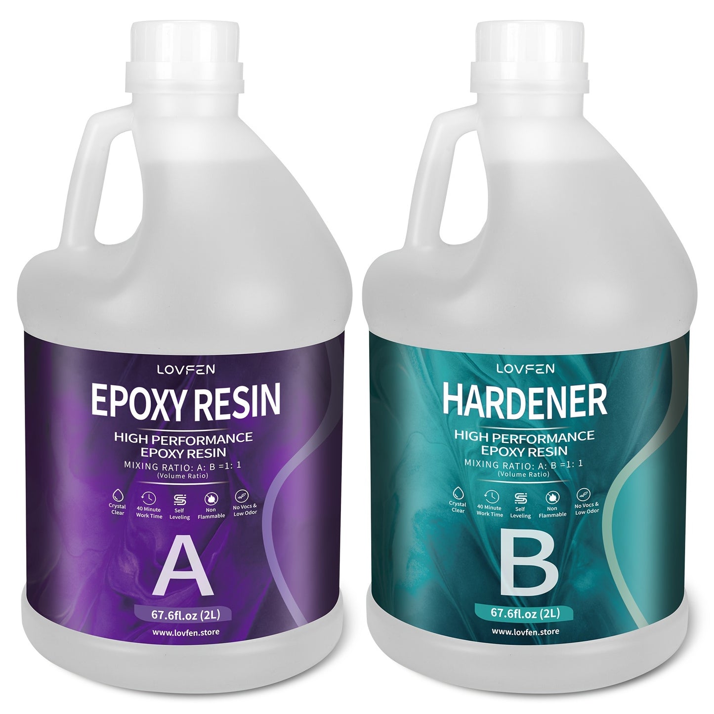[Crystal Clear Epoxy] LOVFEN 1 Gallon Crystal Clear Epoxy Resin Kit for Table Top Epoxy Resin - 4L Kit