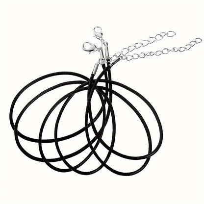 50 Pcs Nylon Cord Necklaces with Lobster Clasps, Black Korean Waxed Rope Chains for Jewelry Making, Geometric Pattern Fashion Theme, No Mosaic, White K Plated