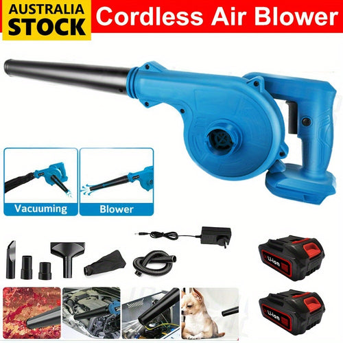 21V Cordless - 2-in-1 Handheld Leaf Blower & Vacuum with 2 Batteries & Fast Charger | Super Suction And Blowing Force for Leaves/Dust/Pet Hair/Yard Cleaning | Lightweight Outdoor Power Tools | Best Gifts for Dad/Husband (Christmas/ Halloween's Day)