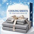 3pcs/4pcs Cooling Bamboo Fiber Bed Sheet Set Suitable for Heat-Sensitive Individuals, Wrinkle & Shrink Resistant Luxury Soft Hotel Sheets with Fitted, Flat Bed Sheet & Pillowcases, Suitable for Hot Sleepers, - Bedding